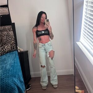 Aeropostale Light Blue Distressed Flare Jeans